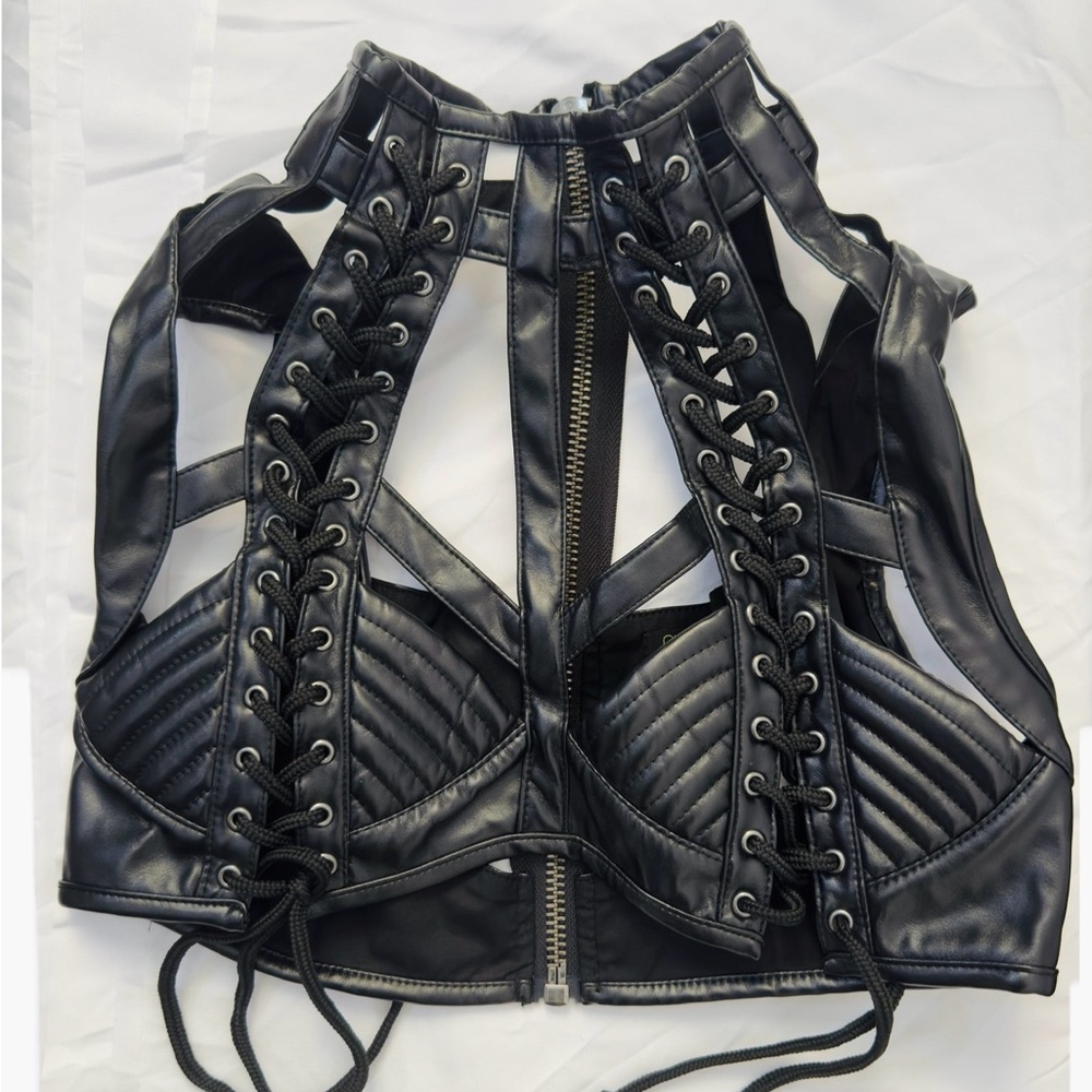 Rude Awakening Harness Bra Top by Club Exx